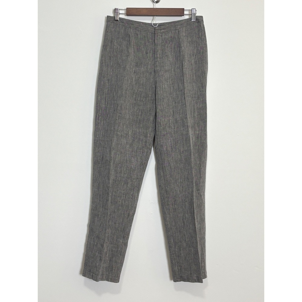 Sigrid Olsen Womens Linen Straight Leg Pants 10 Coastal Quiet Luxury Minimalist